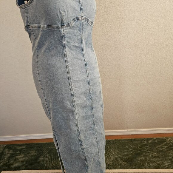 NWT long Denim dress with slit - Picture 9 of 11